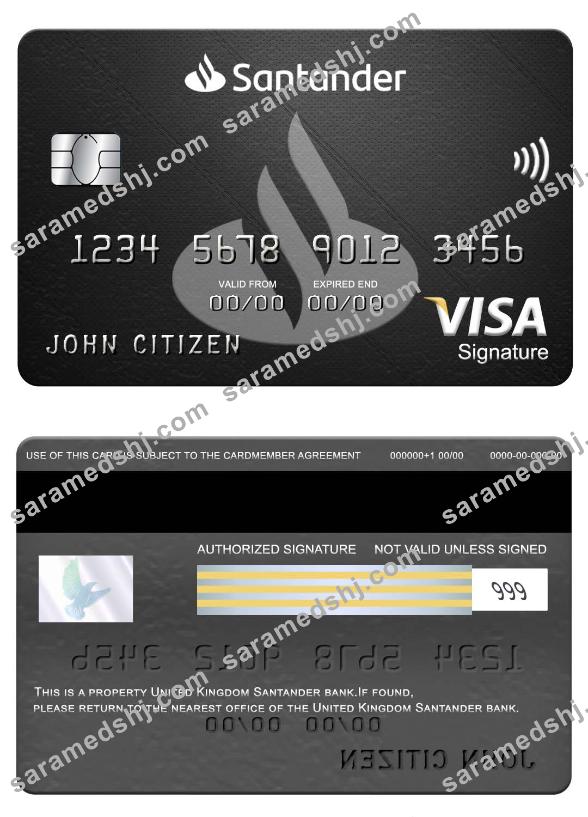 United Kingdom Santander bank visa signature card
